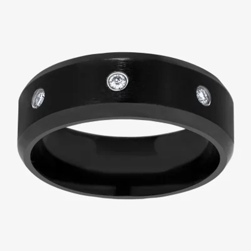 (F / Si2) Mens 8MM 1/10 CT. T.W. Lab Grown White Diamond Wedding Band