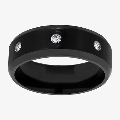 (F / Si2) Mens 8MM 1/10 CT. T.W. Lab Grown White Diamond Wedding Band