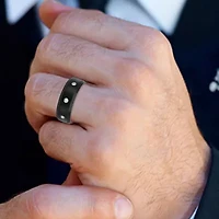 (F / Si2) Mens 8MM 1/10 CT. T.W. Lab Grown White Diamond Wedding Band