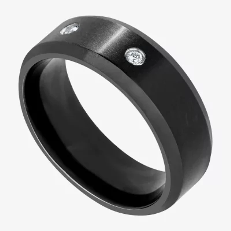 (F / Si2) Mens 8MM 1/10 CT. T.W. Lab Grown White Diamond Wedding Band