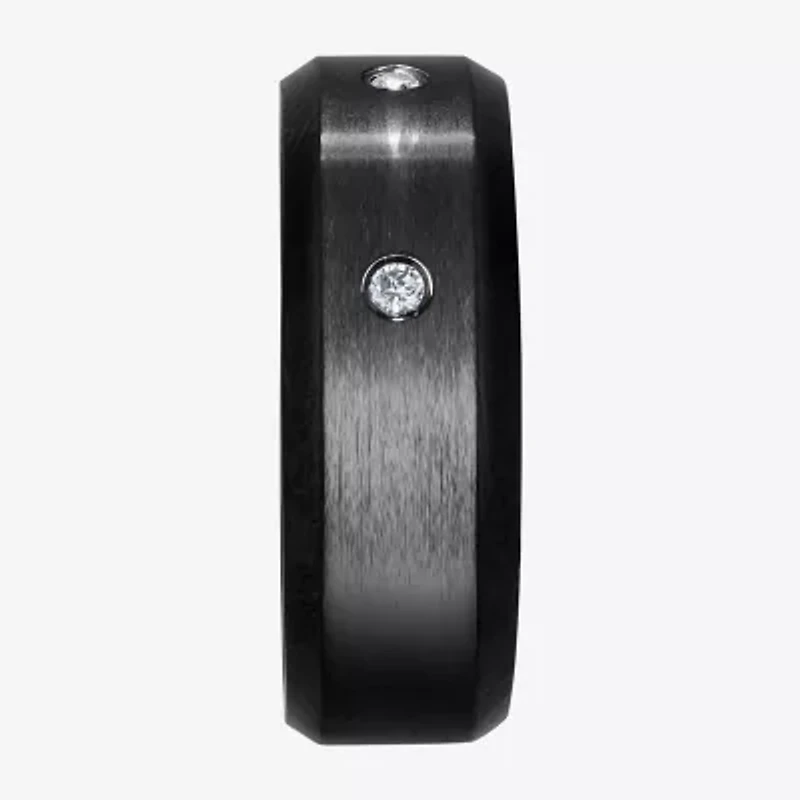 (F / Si2) Mens 8MM 1/10 CT. T.W. Lab Grown White Diamond Wedding Band