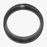 (F / Si2) Mens 8MM 1/3 CT. T.W. Genuine Black Diamond Platinum Wedding Band