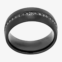 (F / Si2) Mens 8MM 1/3 CT. T.W. Genuine Black Diamond Platinum Wedding Band