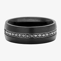 (F / Si2) Mens 8MM 1/3 CT. T.W. Genuine Black Diamond Platinum Wedding Band