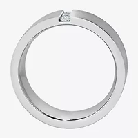 (F / Si2) Mens 8MM 1/10 CT. T.W. Lab Grown White Diamond Platinum Wedding Band
