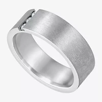 (F / Si2) Mens 8MM 1/10 CT. T.W. Lab Grown White Diamond Platinum Wedding Band