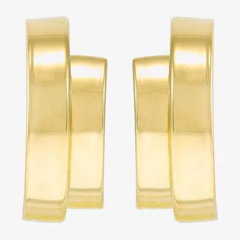 Silver Addiction Womens 14K Gold Over Silver Hoop Earrings