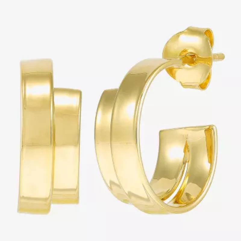 Silver Addiction Womens 14K Gold Over Silver Hoop Earrings