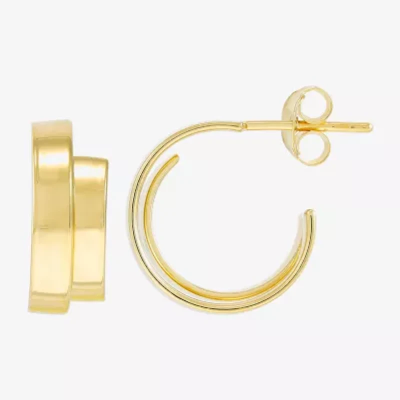 Silver Addiction Womens 14K Gold Over Silver Hoop Earrings
