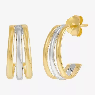 Silver Addiction Womens 14K Two Tone Gold Over Silver Hoop Earrings