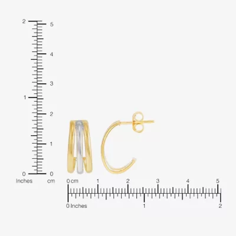 Silver Addiction Womens 14K Two Tone Gold Over Silver Hoop Earrings