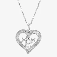Diamonart Womens White Cubic Zirconia Sterling Silver Heart 16 Inch Pendant Necklace