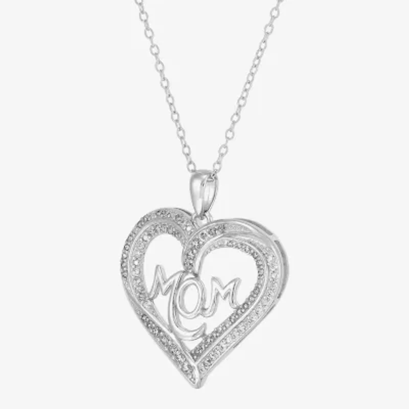 Diamonart Womens White Cubic Zirconia Sterling Silver Heart 16 Inch Pendant Necklace