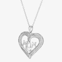 Diamonart Womens White Cubic Zirconia Sterling Silver Heart 16 Inch Pendant Necklace