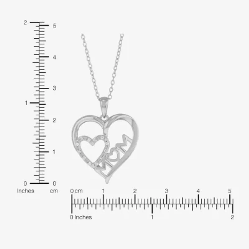 Diamonart Womens White Cubic Zirconia Sterling Silver Heart 16 Inch Pendant Necklace