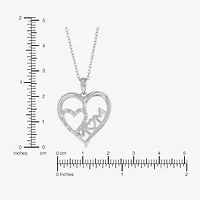 Diamonart Womens White Cubic Zirconia Sterling Silver Heart 16 Inch Pendant Necklace