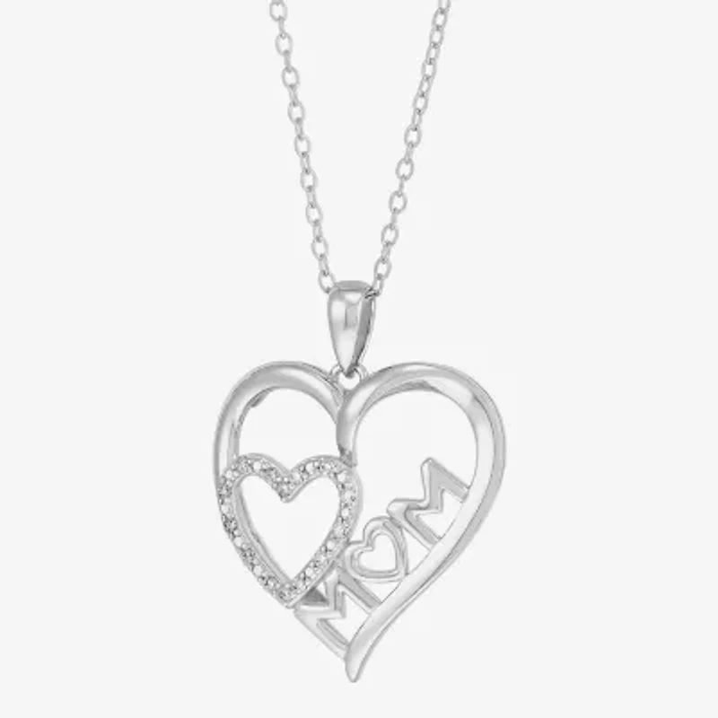 Diamonart Womens White Cubic Zirconia Sterling Silver Heart 16 Inch Pendant Necklace