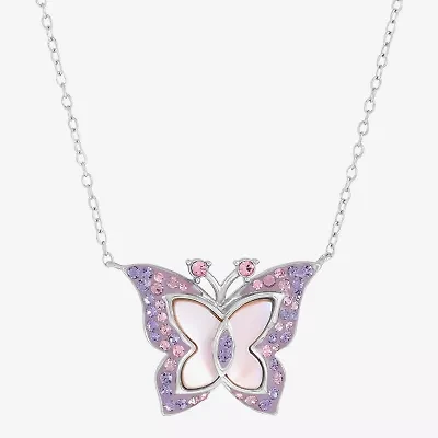 Butterfly Womens Genuine Pink Sterling Silver Butterfly 18 Inch Pendant Necklace
