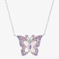 Butterfly Womens Genuine Pink Sterling Silver Butterfly 18 Inch Pendant Necklace