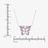 Butterfly Womens Genuine Pink Sterling Silver Butterfly 18 Inch Pendant Necklace