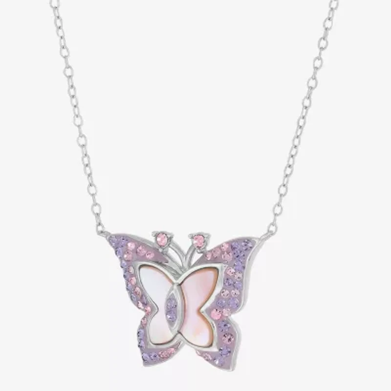 Butterfly Womens Genuine Pink Sterling Silver Butterfly 18 Inch Pendant Necklace