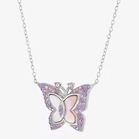 Butterfly Womens Genuine Pink Sterling Silver Butterfly 18 Inch Pendant Necklace