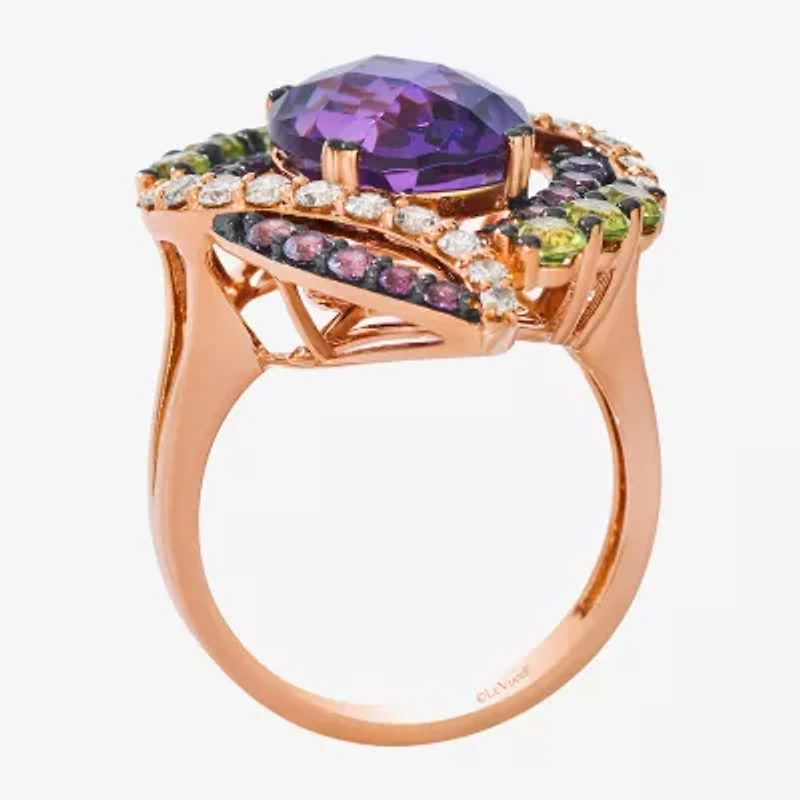 Levian Corp Le Vian Womens Genuine Purple Amethyst 14K Rose Gold Cocktail Ring