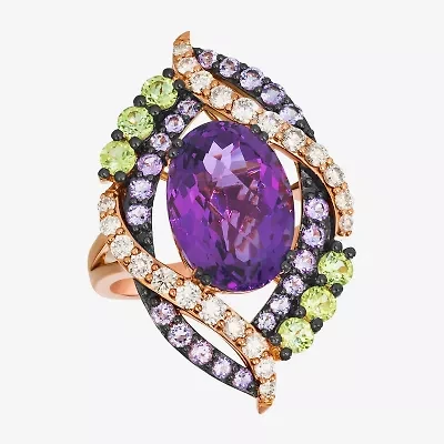 Levian Corp Le Vian Womens Genuine Purple Amethyst 14K Rose Gold Cocktail Ring
