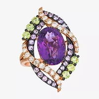 Levian Corp Le Vian Womens Genuine Purple Amethyst 14K Rose Gold Cocktail Ring