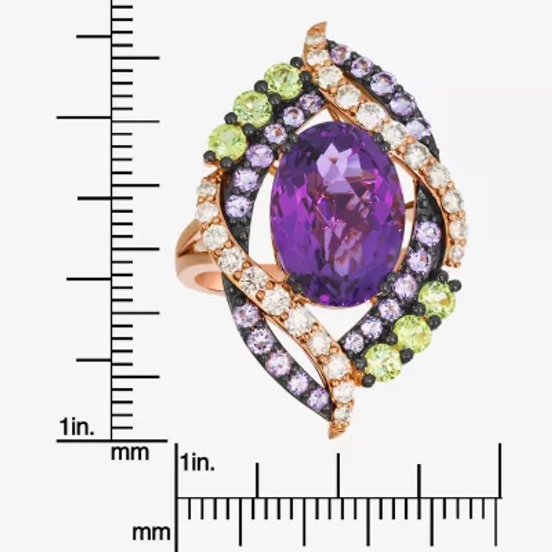 Levian Corp Le Vian Womens Genuine Purple Amethyst 14K Rose Gold Cocktail Ring