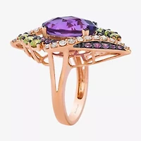 Levian Corp Le Vian Womens Genuine Purple Amethyst 14K Rose Gold Cocktail Ring