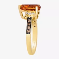 Levian Corp Le Vian Womens 1/4 CT. T.W. Genuine Yellow Citrine 14K Gold Pear Side Stone Cocktail Ring