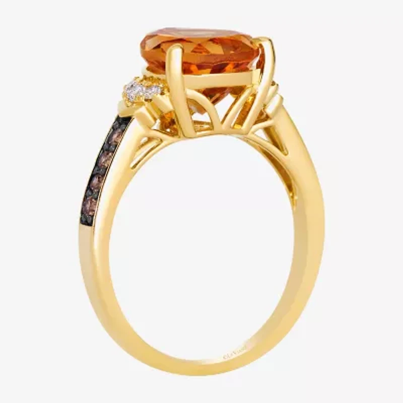 Levian Corp Le Vian Womens 1/4 CT. T.W. Genuine Yellow Citrine 14K Gold Pear Side Stone Cocktail Ring