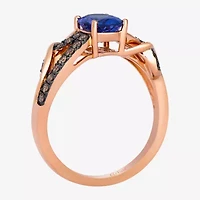 Levian Corp Le Vian Womens 1/5 CT. Genuine Blue Tanzanite 14K Gold Oval Side Stone Cocktail Ring