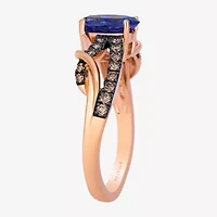 Levian Corp Le Vian Womens 1/5 CT. Genuine Blue Tanzanite 14K Gold Oval Side Stone Cocktail Ring