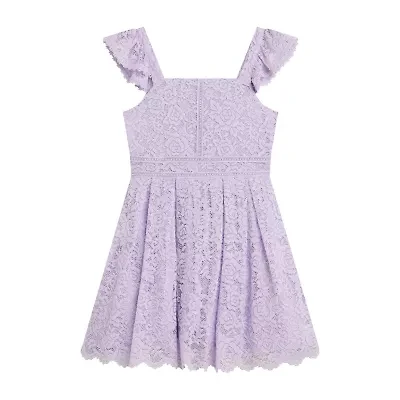 Byer California Big Kid Girls Short Sleeve Flutter A-Line Dress