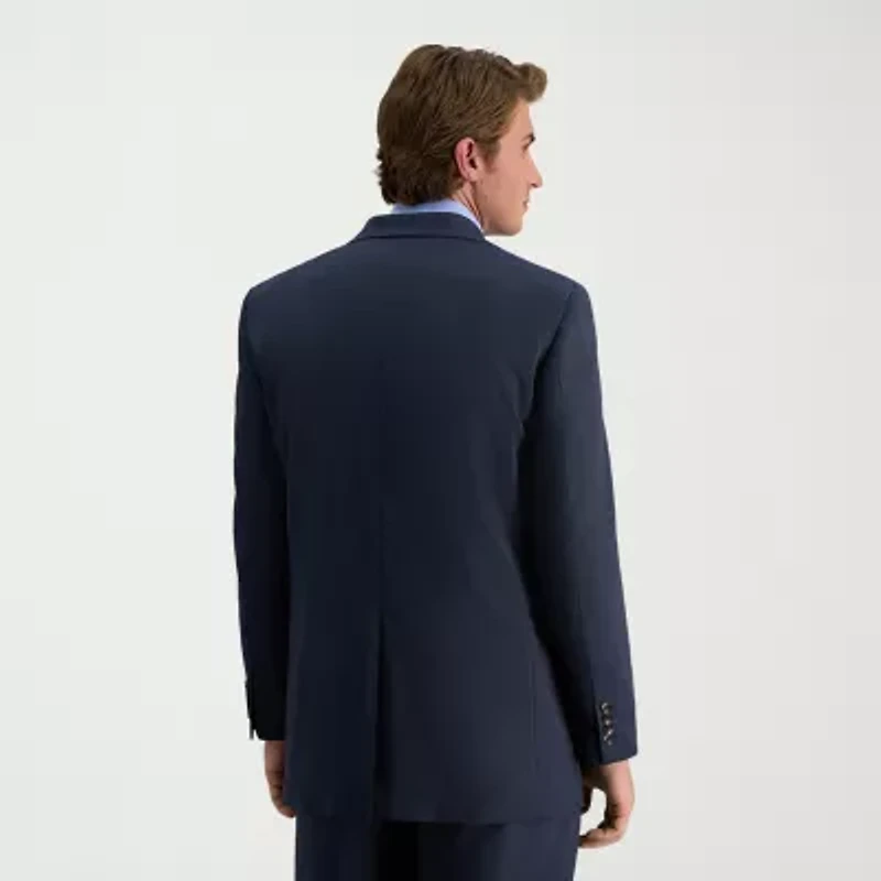 Haggar JMH Sharkskin Mens Stretch Fabric Classic Fit Windowpane Suit Jacket