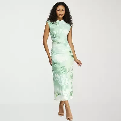 Premier Amour Womens Short Sleeve Floral Sheath Dress