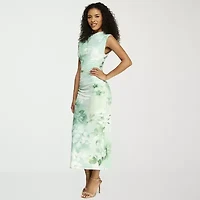 Premier Amour Womens Short Sleeve Floral Sheath Dress