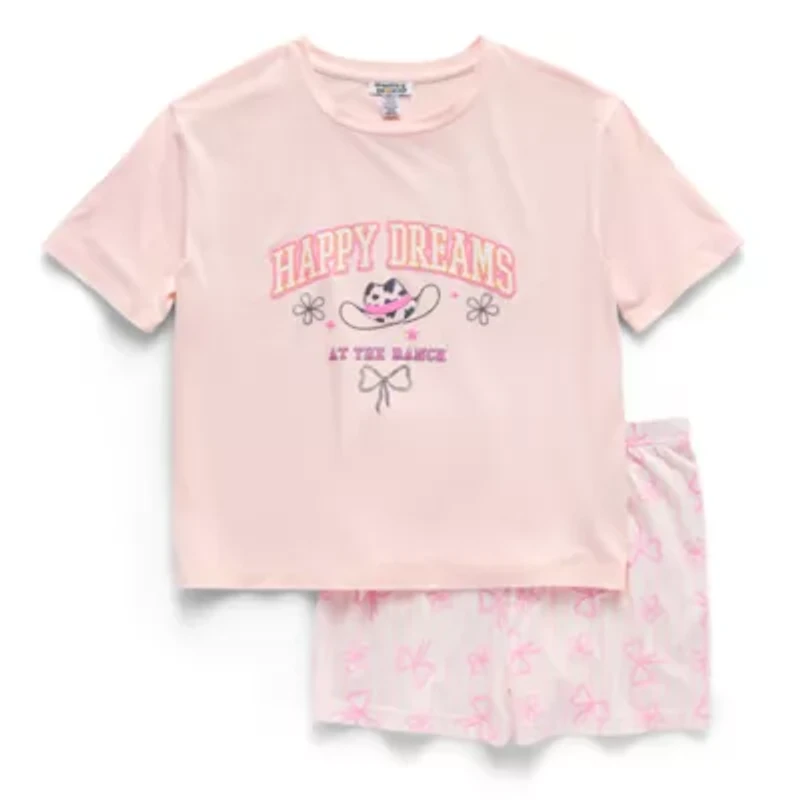 Dream Big Peace Out Little & Kid Girls Crew Neck Short Sleeve 2-pc. Pajama Sets