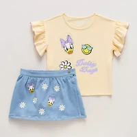 Disney Collection Little & Big Kid Girls Daisy Duck Skort Set