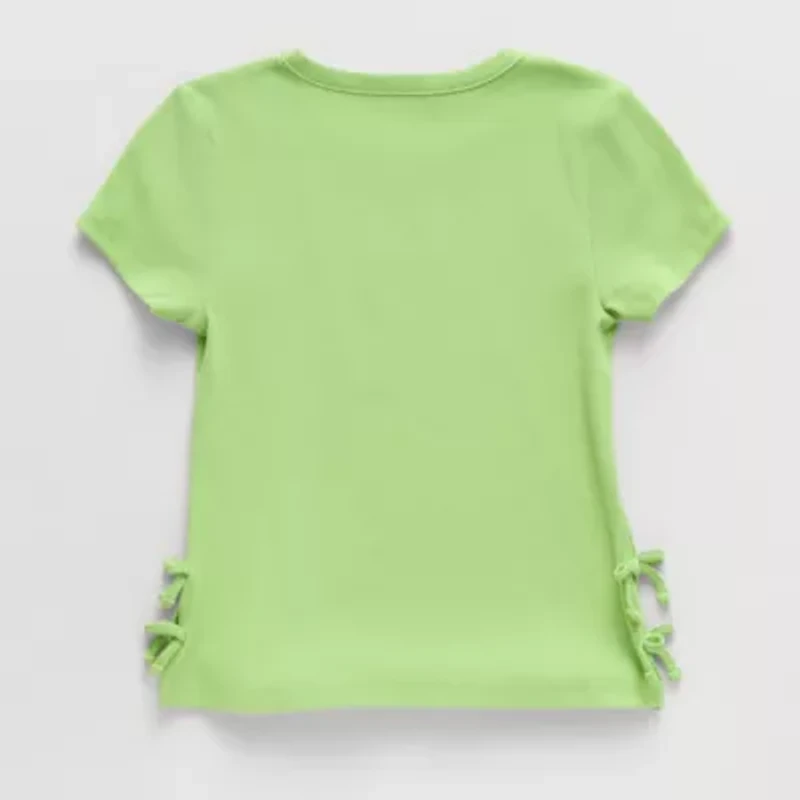 Thereabouts Little & Big Kid Girls Crew Neck Short Sleeve Embroidered T-Shirt