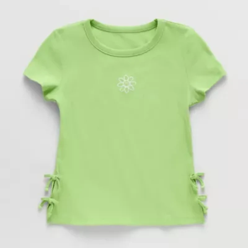 Thereabouts Little & Big Kid Girls Crew Neck Short Sleeve Embroidered T-Shirt