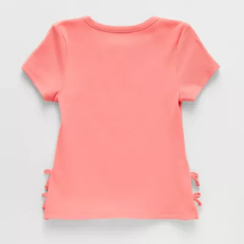 Thereabouts Little & Big Kid Girls Crew Neck Short Sleeve Embroidered T-Shirt