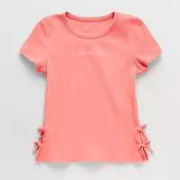 Thereabouts Little & Big Kid Girls Crew Neck Short Sleeve Embroidered T-Shirt