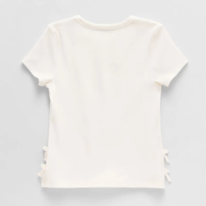 Thereabouts Little & Big Kid Girls Crew Neck Short Sleeve Embroidered T-Shirt