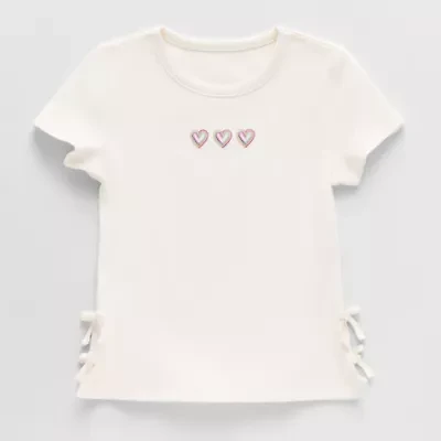 Thereabouts Little & Big Kid Girls Crew Neck Short Sleeve Embroidered T-Shirt