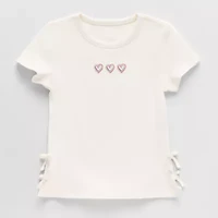 Thereabouts Little & Big Kid Girls Crew Neck Short Sleeve Embroidered T-Shirt