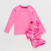 Nike Little & Big Kid Girls Uv Protection Ombre 2-pc. Rash Guard Set