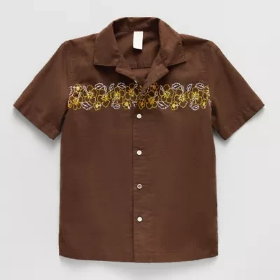 Thereabouts Little & Big Kid Boys Short Sleeve Regular Fit Button-Down Shirt
